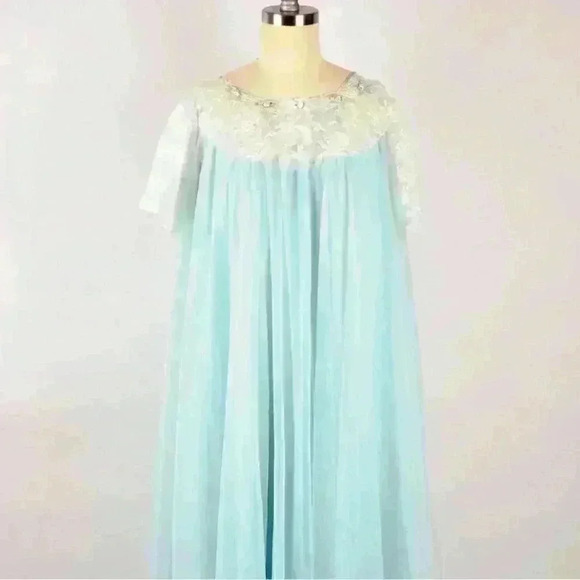 1960’s blue cream movie star vintage lingerie nightie sz medium - Picture 1 of 8